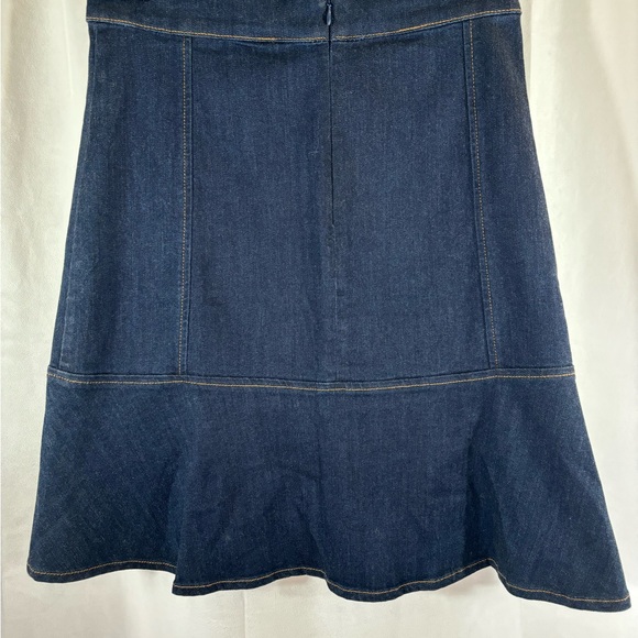 Ann Taylor Back Zipper Closure Dark Wash Denim A-Line Skirt Blue Size 4 Classic - Picture 14 of 15